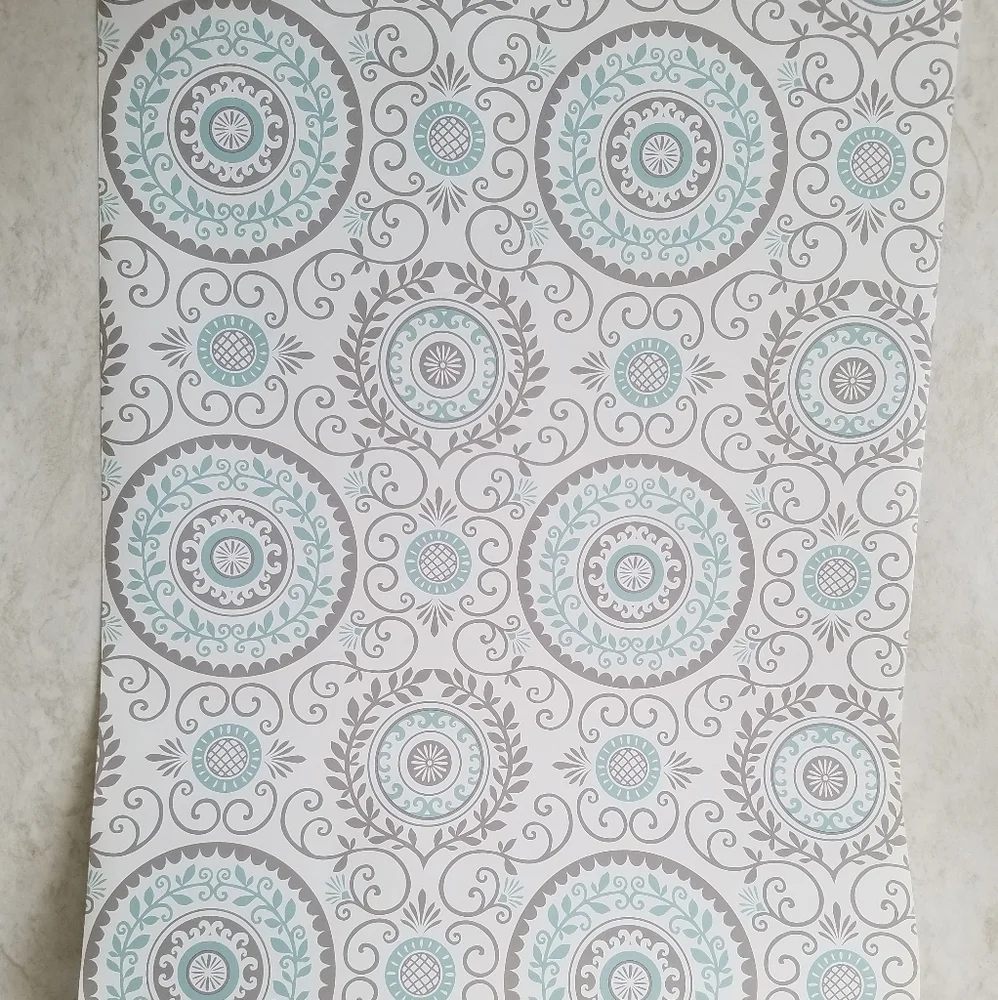 Wallpaper Annabel Aqua Medallion - boho farmhouse